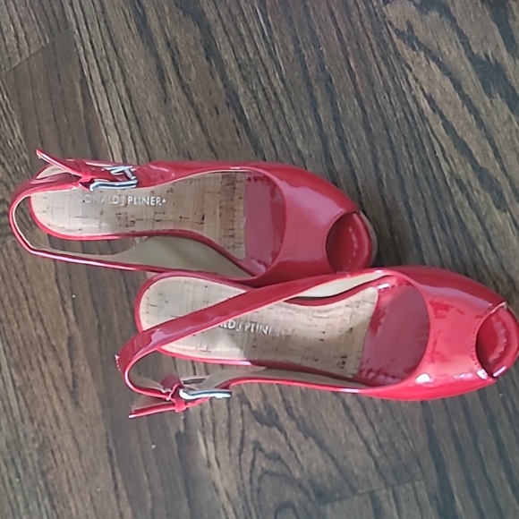 Donald Pliner Patent Leather Cork Wedge Platform Sandal - Picture 3 of 6